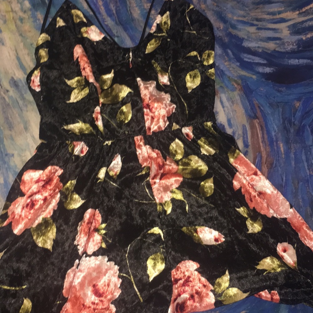 floral velvet romper